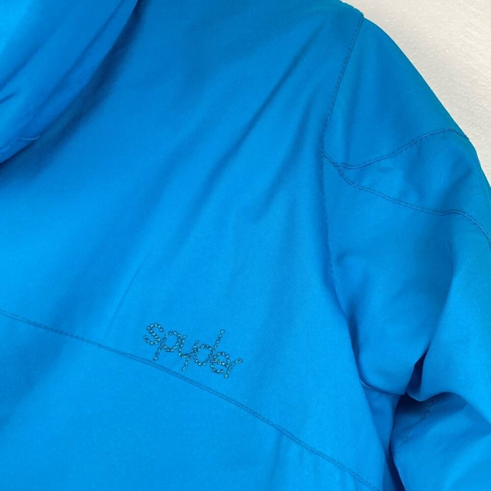 SPYDER Girls Blue Hooded Jacket with Embroidery - Size 12 - Picture 5 of 10